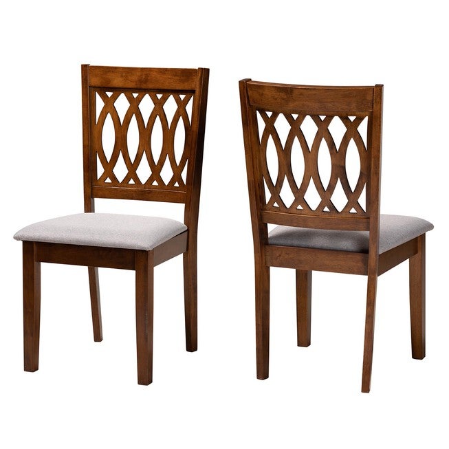 Florencia Modern Beige Fabric And Espresso Brown Finished Wood Dining Chair, GREY WALNUT BROWN, hi-res image number 0