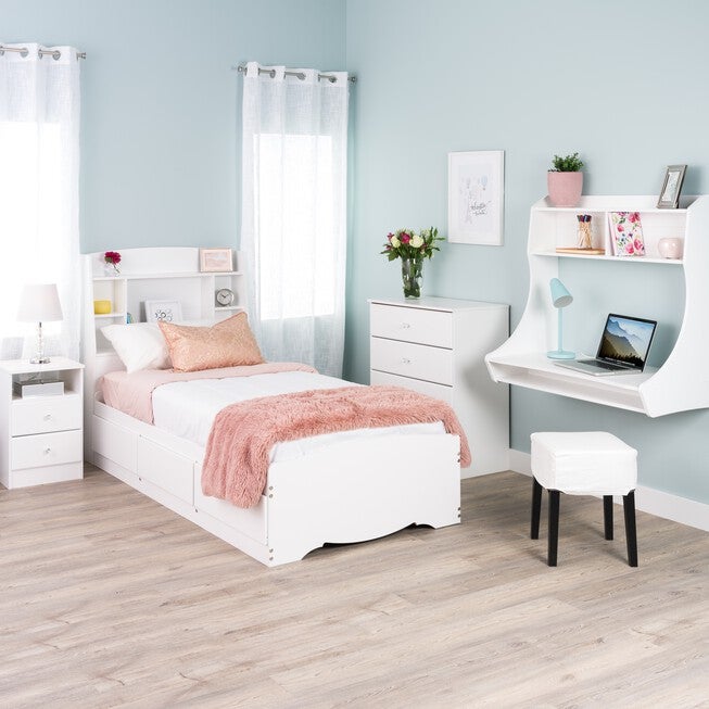Astrid 2-Drawer Nightdstand with Acrylic Knobs, White, , alternate image number null