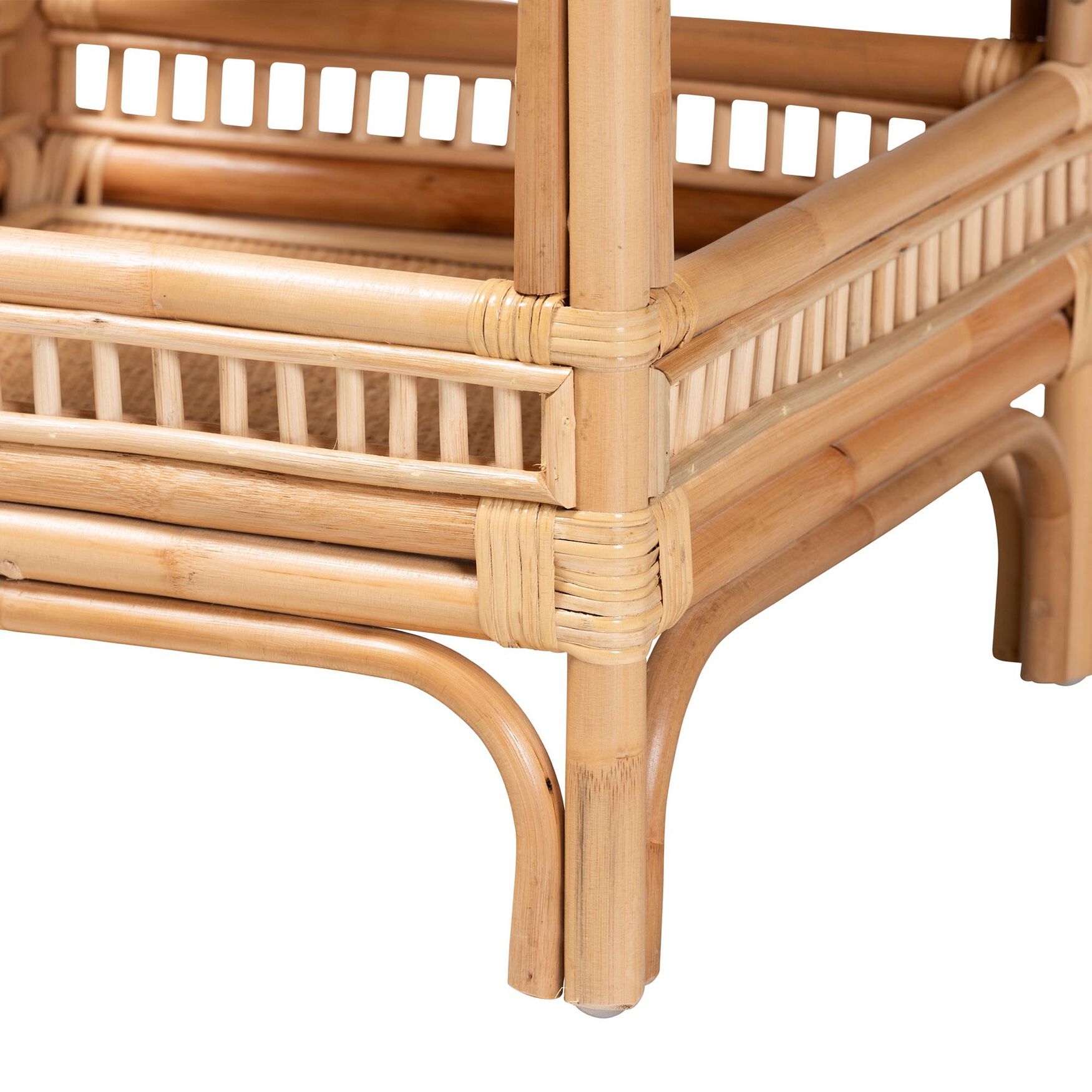 Lombok Modern Bohemian Natural Rattan End Table, , alternate image number 9