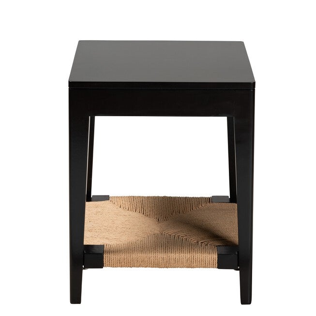 Freya Modern Bohemian Black Finished Bayur Wood End Table, , alternate image number null