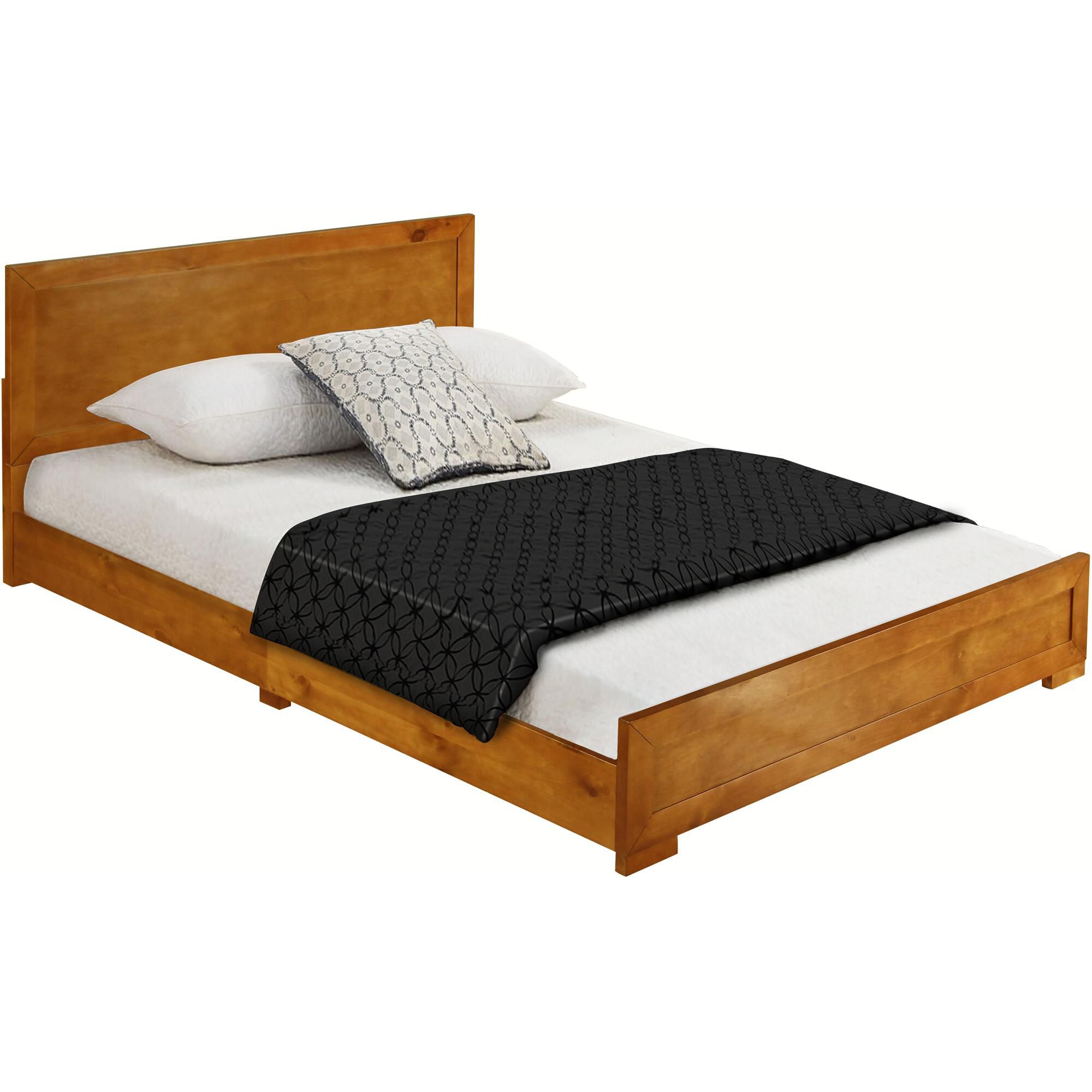 Trent Wooden Platform Bed in Walnut, Queen, OAK, alternate image number 1