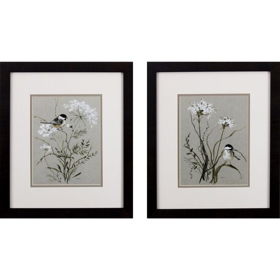 Bouquet Of Grace Bird Framed Wall Décor, Set Of 2, GREEN, hi-res image number null