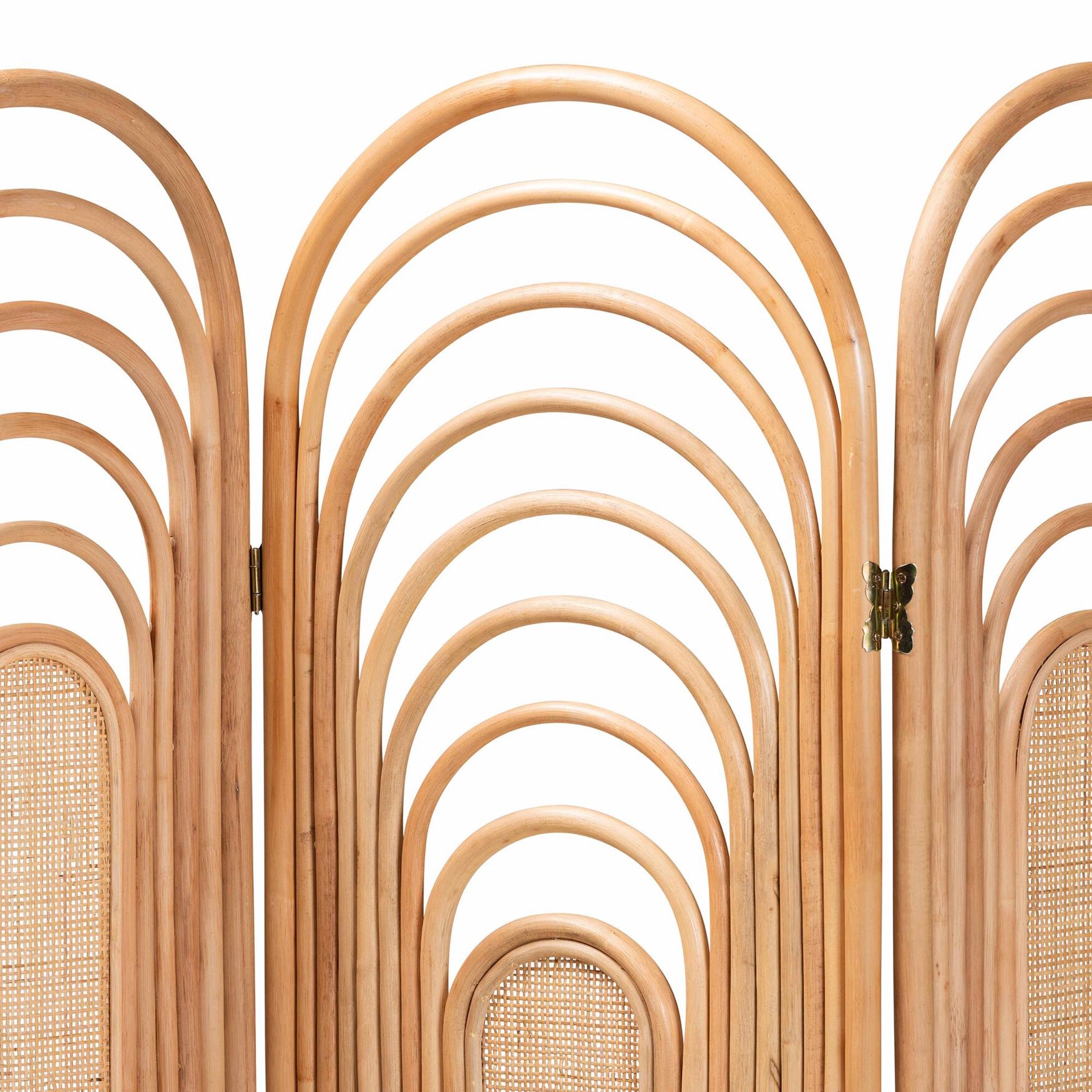 Golda Modern Bohemian Natural Brown Rattan Room Divider, , on-hover image number 1