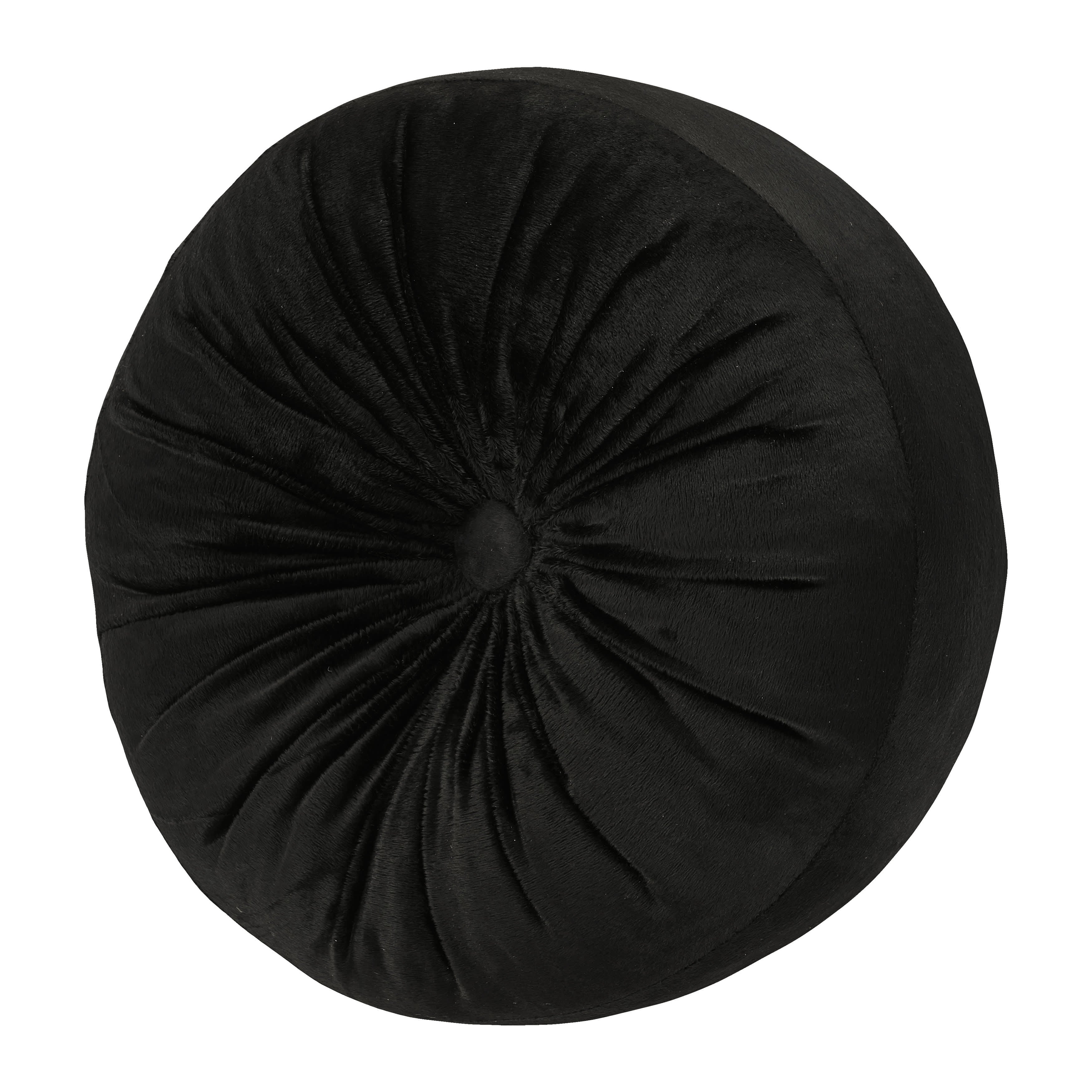 Montecito Tufted Round Decorative Throw Pillow, BLACK, hi-res image number 0