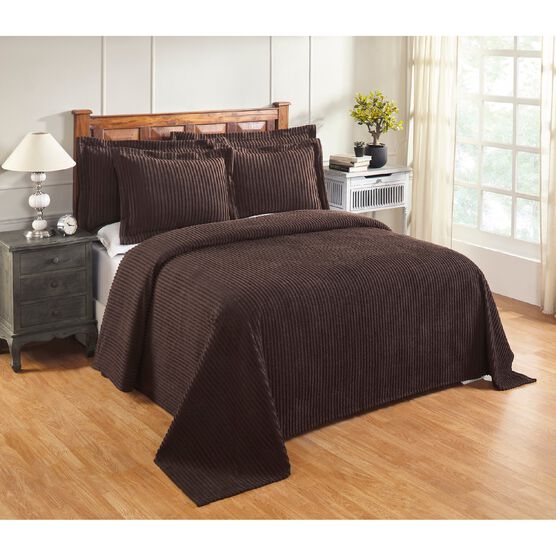 Better Trends Jullian Collection in Bold Stripes Design Bedspread, CHOCOLATE, hi-res image number null
