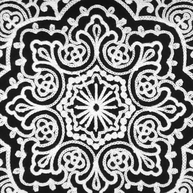 Edie @ Home Indoor/Outdoor Arabasque Embroidered Decorative Throw Pillow 12X18, Black, , alternate image number 8