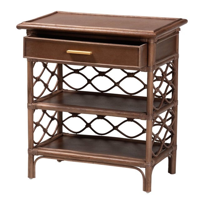 Akane Natural Rattan Nightstand, White, BROWN, alternate image number null