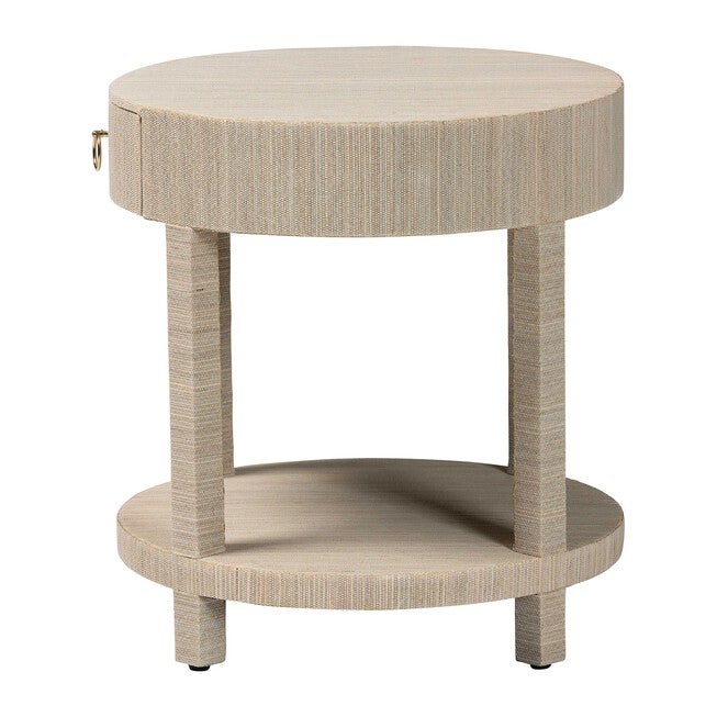 Sadia Bohemian Woven Natural Grasscloth 1-Drawer Nightstand, NATURAL/GOLD, alternate image number null