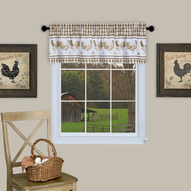 Barnyard Window Curtain Valance - 58x14, TAUPE, hi-res image number 0
