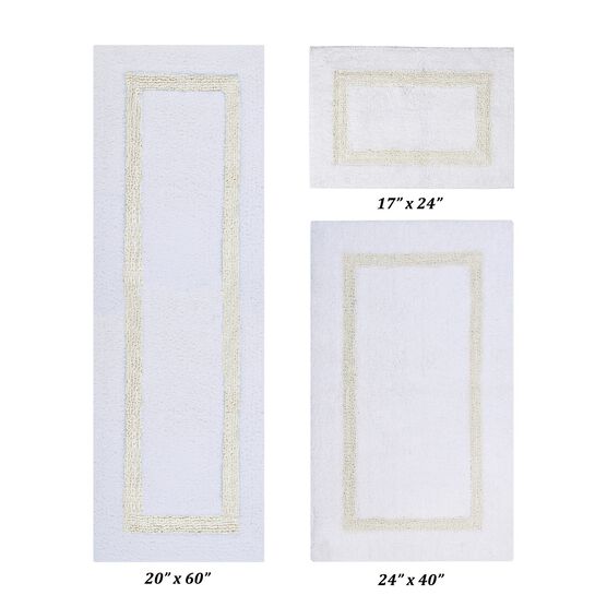 Hotel Collectionis Bath Mat Rug 3 Piece Set (17" x 24" | 24" x 40" | 20" x 60"), WHITE IVORY, hi-res image number null