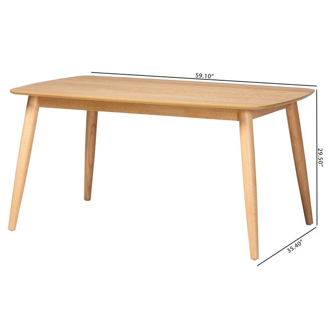 Flora Mid-Century Modern Black Finished Wood Dining Table, , alternate image number null