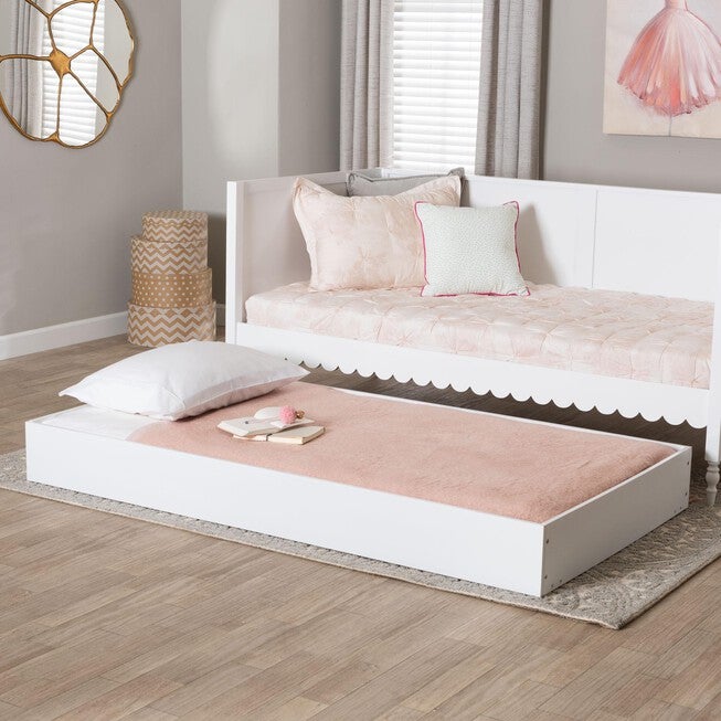 Baxton Studio Roni Modern White Wood Twin Trundle, WHITE, hi-res image number 0