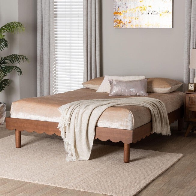 Orianthe Scalloped Bed Frame, WALNUT BROWN, hi-res image number null