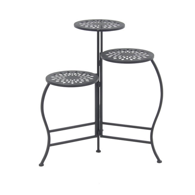 3-Tier Black Metal Traditional Plant Stand, , on-hover image number null