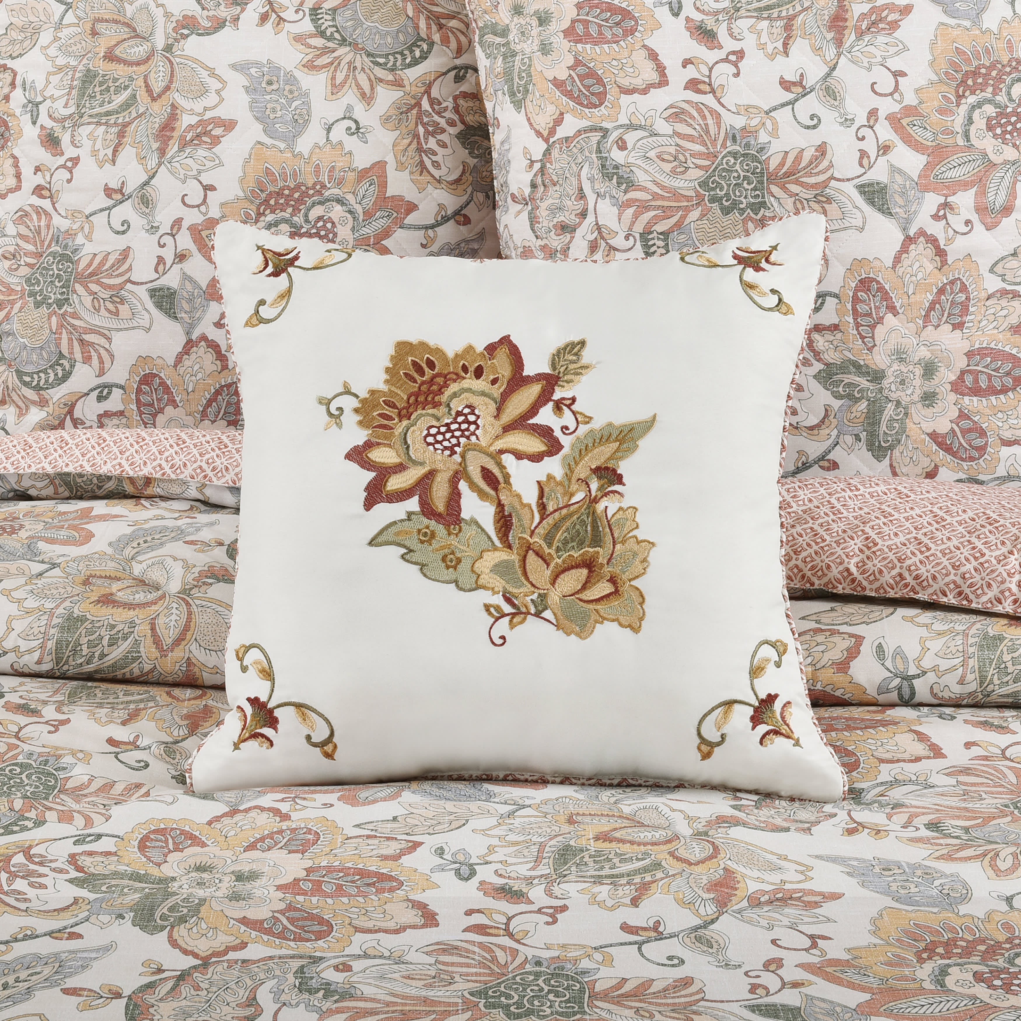 Janessa 18 Inch Square Decorative Throw Pillow, SPICE, alternate image number null