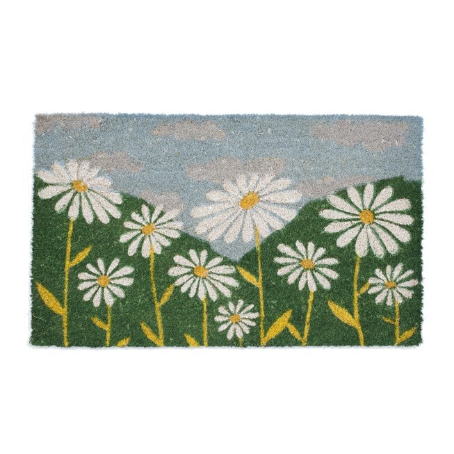 White Daisies Coir Mat With Vinyl Backing Floor Coverings, MULTI, hi-res image number 0