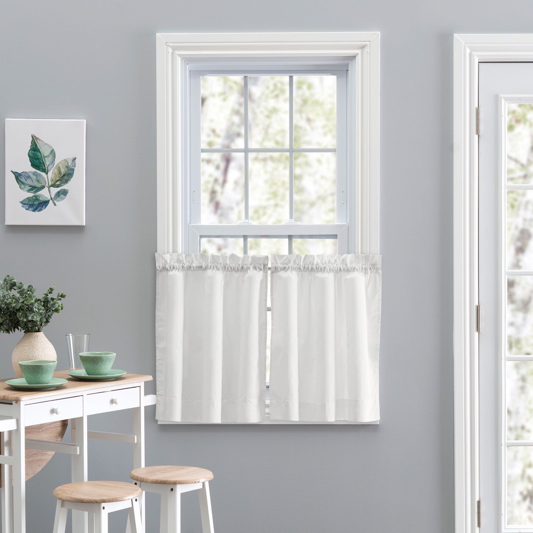 Stacey Curtain Tailored Tier Pair, ICE CREAM, hi-res image number 0