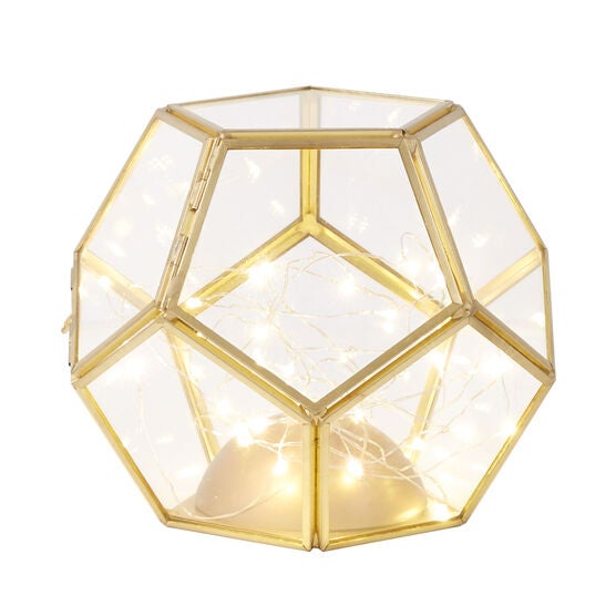 Small Pre-Lit Glass Lantern , GOLD Small Pre-Lit Glass Lantern , GOLD