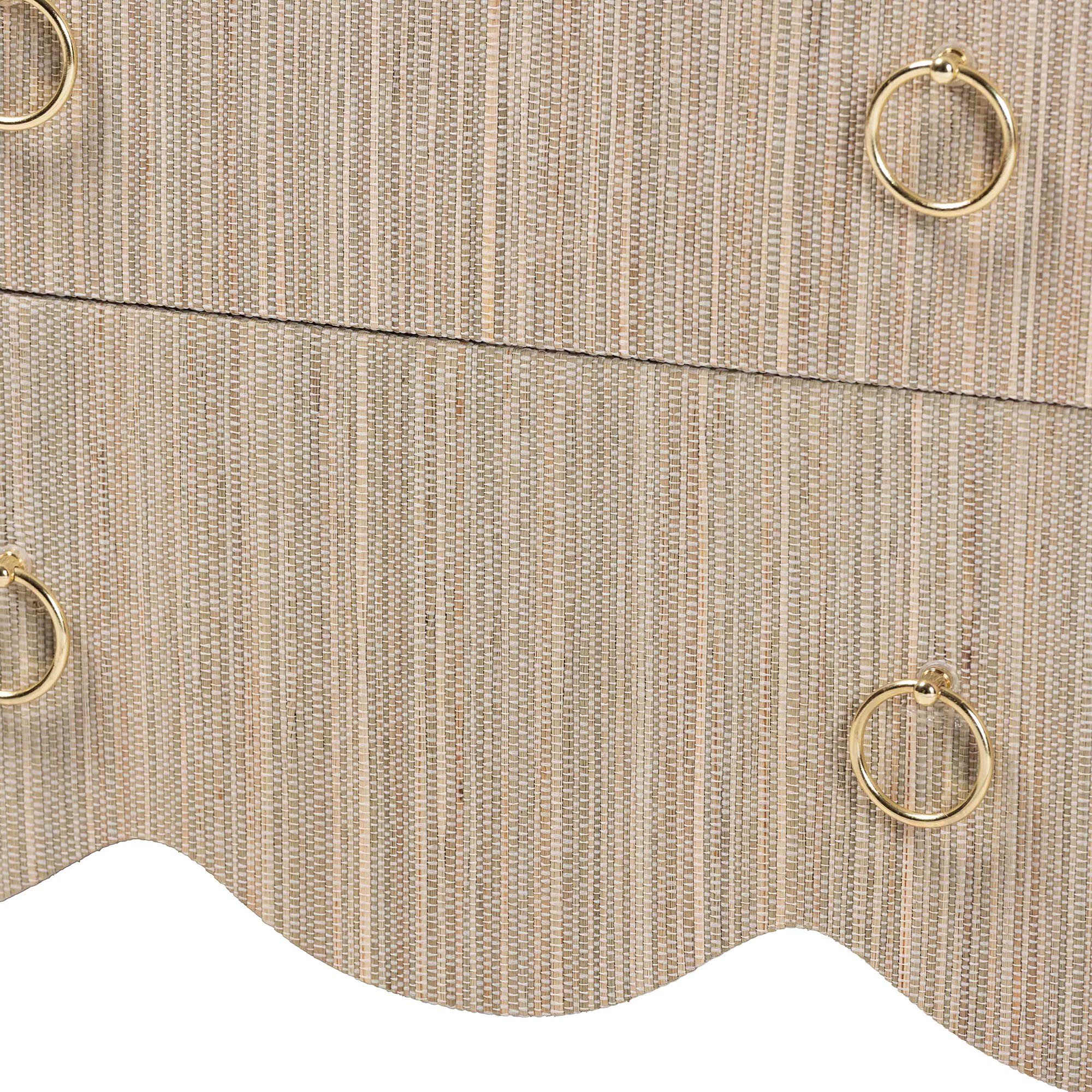 Umika Grasscloth Nightstand with Scalloped Base, BEIGE, alternate image number 6