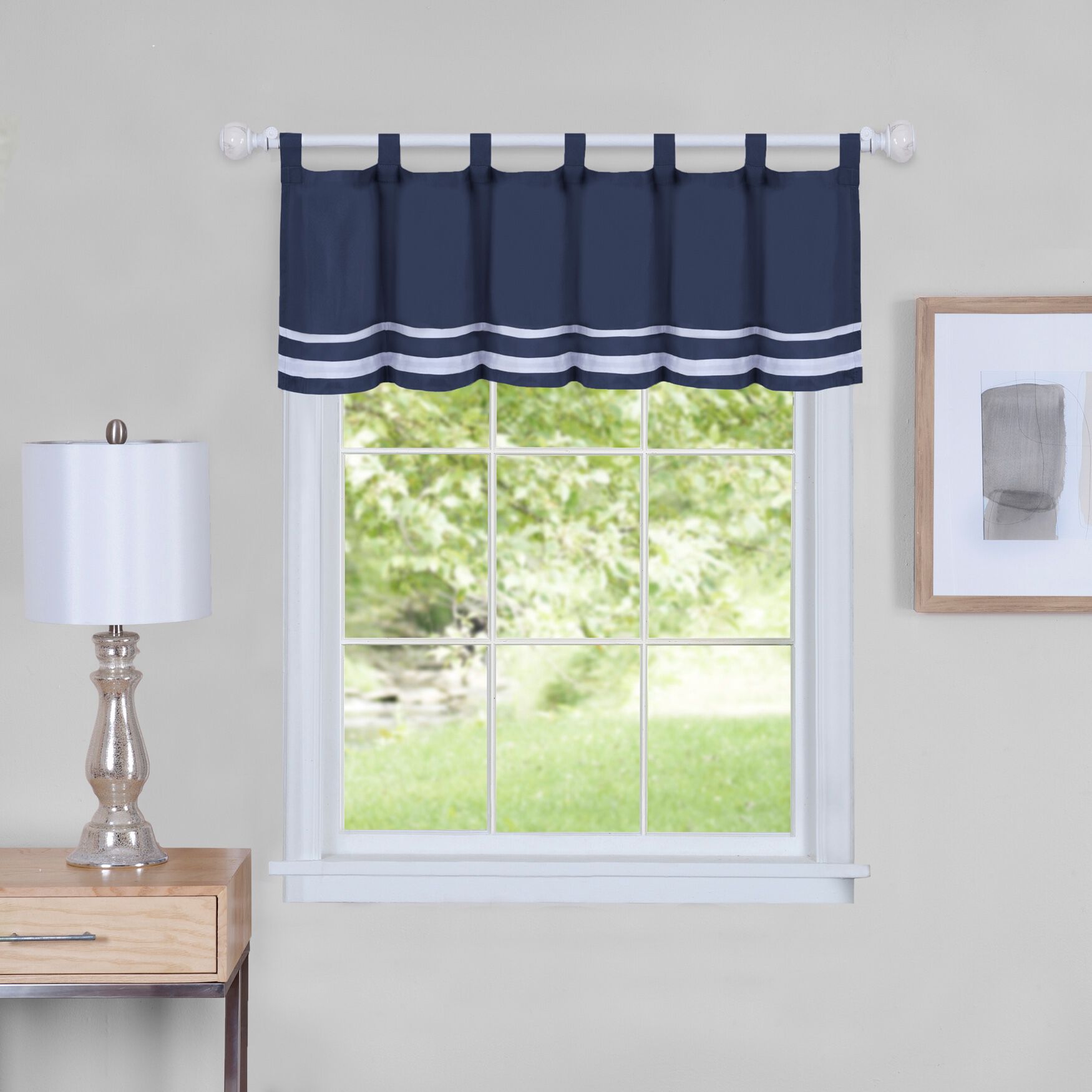 Dakota Window Curtain Valance 58 inches x 14 inches, NAVY, hi-res image number 0
