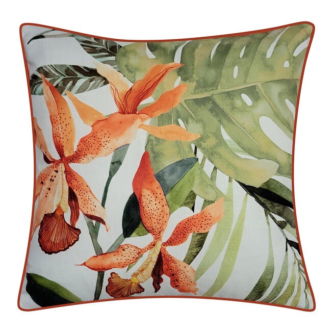 New York Botanical Garden® Indoor/Outdoor Tropical Tigerlily Decorative Throw Pillow 20X20, Pumpkin Multi, PUMPKIN MULTI, hi-res image number null