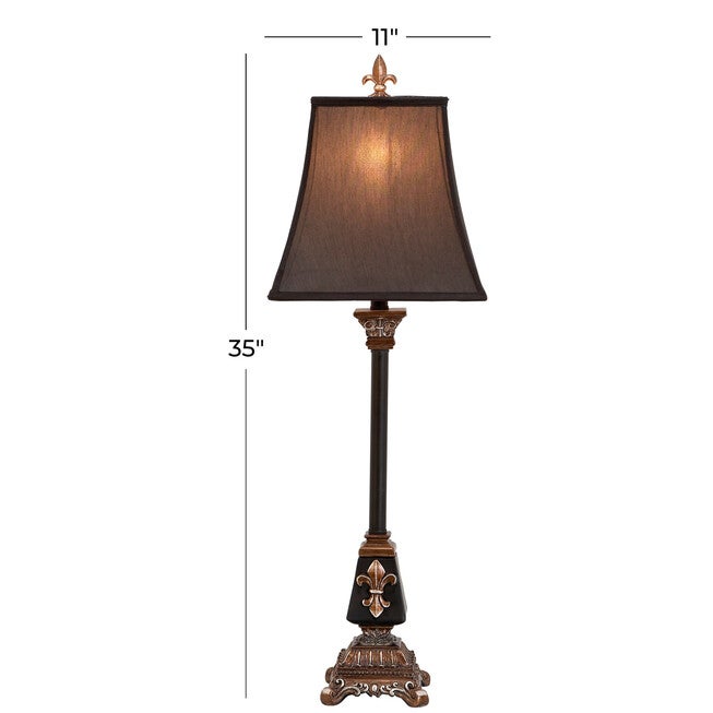 Tuscan Black Polystone Fleur-De-Lis Buffet Lamp, , alternate image number 10