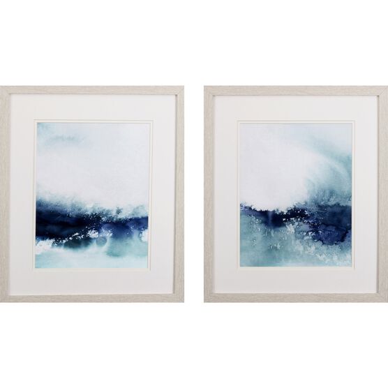 Wispy Waves Framed Wall Décor, Set Of 2, BLUE, hi-res image number null