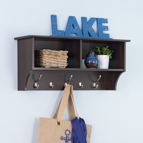 36" Wide Hanging Entryway Shelf, EXPRESSO, hi-res image number null