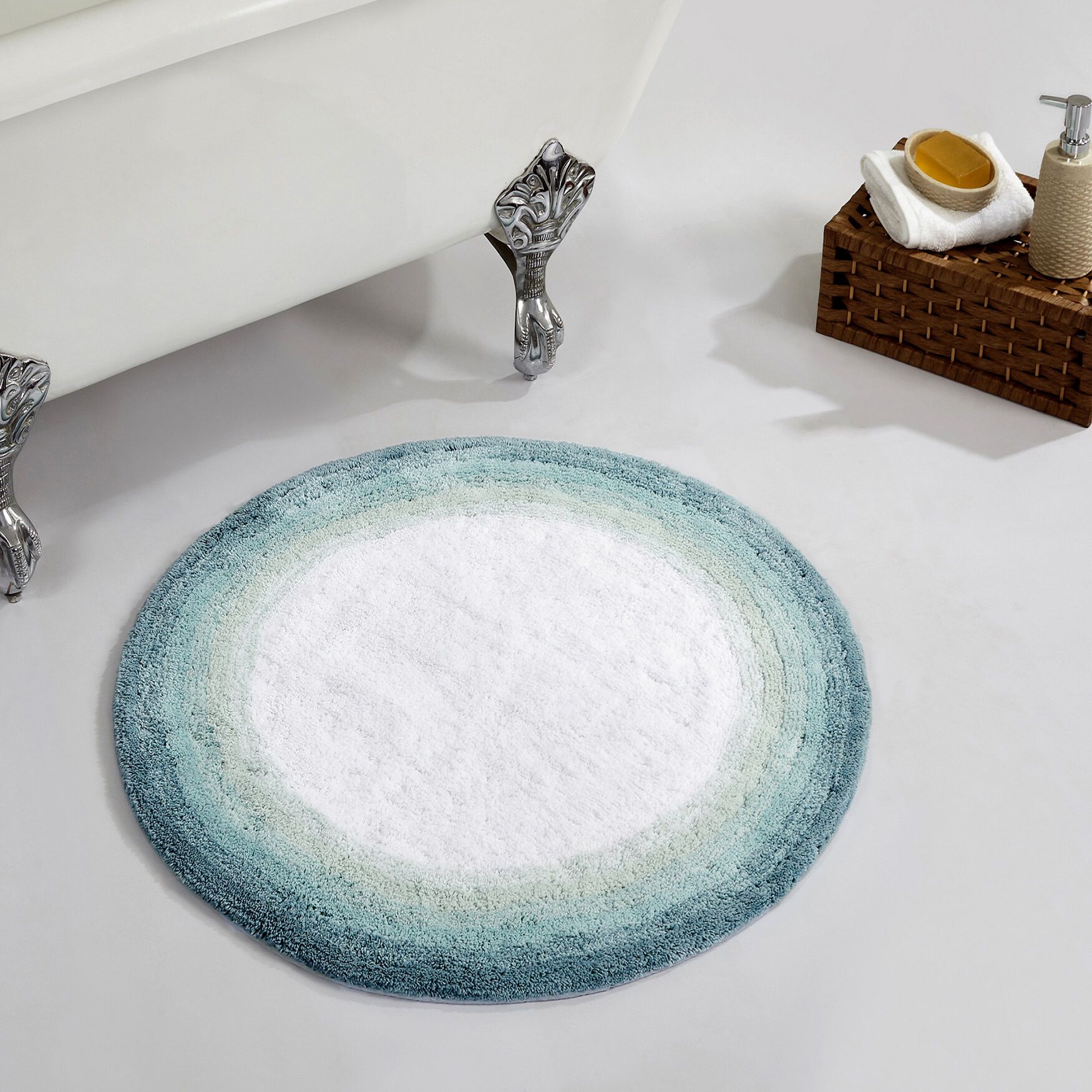 Torrent Bath Mat Rug, 30 inches X 30 inches, TURQUOISE, hi-res image number 0