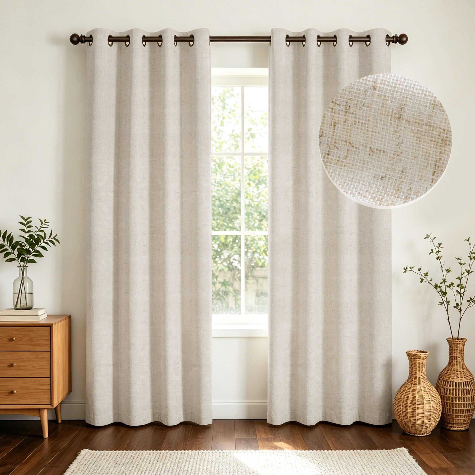 Linen Slub 100% Blackout Grommet Pair