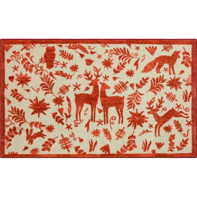 Rustic Red Kitchen Rugs Seasonal Holiday Forest Red Kitchen Rug, Red | Brylane Home