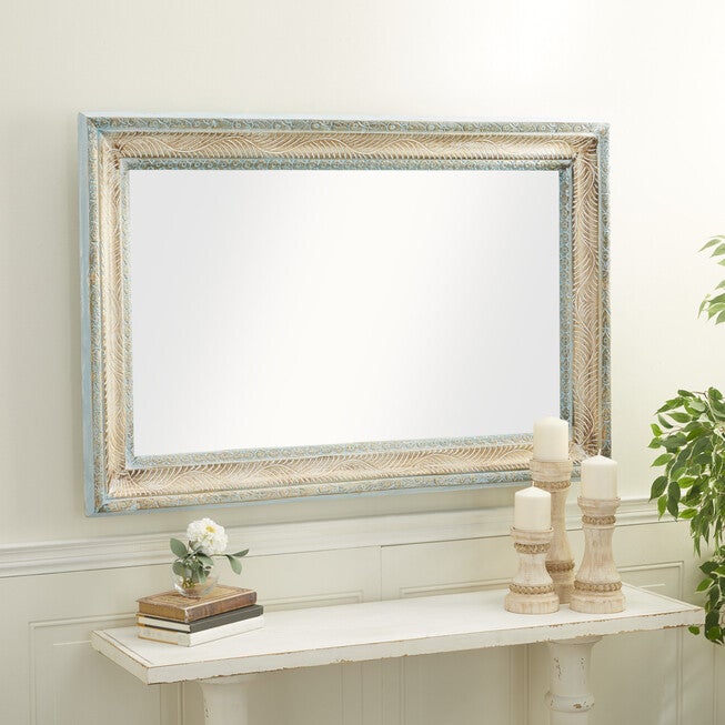 White Wood Farmhouse Wall Mirror, , alternate image number null