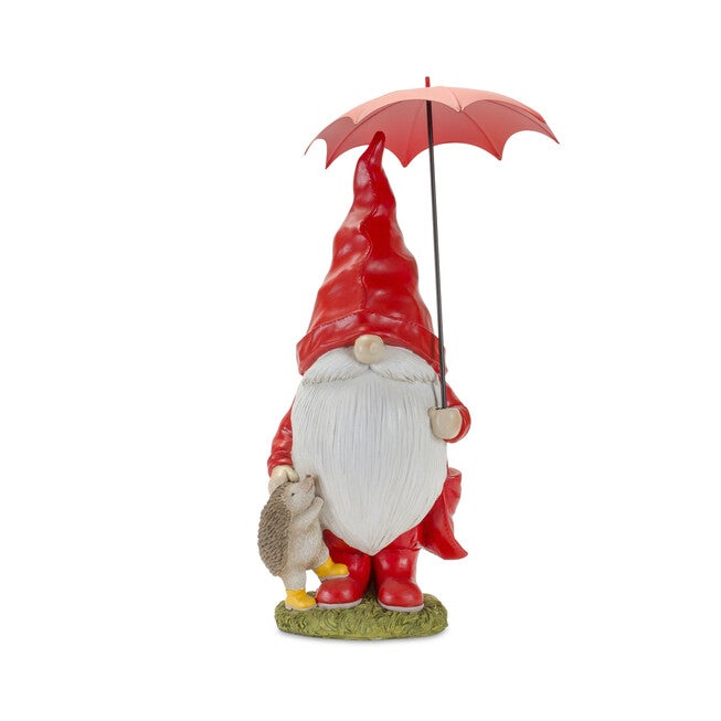 Garden Gnome With Umbrella And Woodland Animals (Set Of 2), , alternate image number null