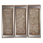 Set Of 3 Brown Metal Glam Floral Wall Décor, BROWN, hi-res image number null