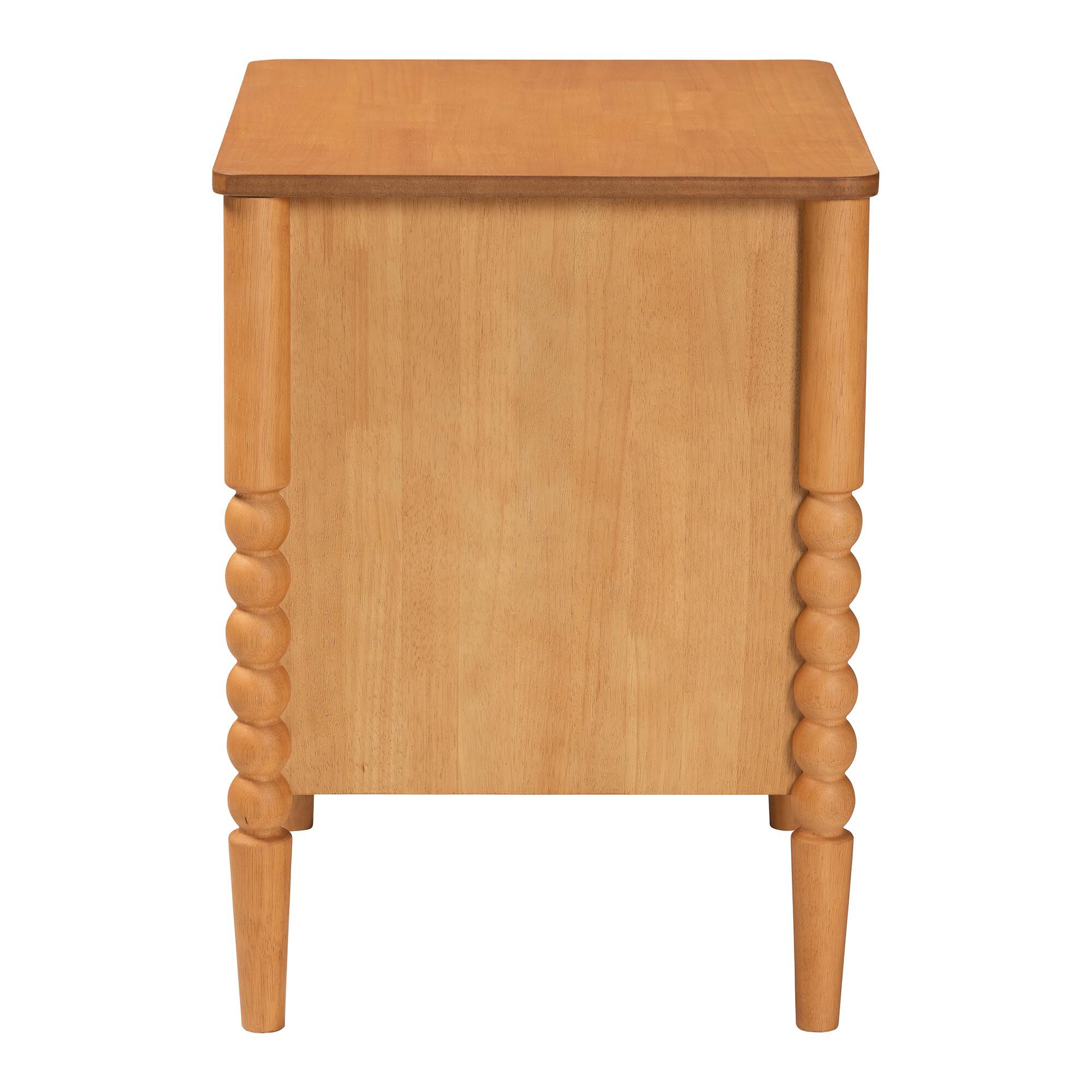 Lucera Mid-Century White 2-Drawer Bobbin Nightstand, BROWN, alternate image number 4