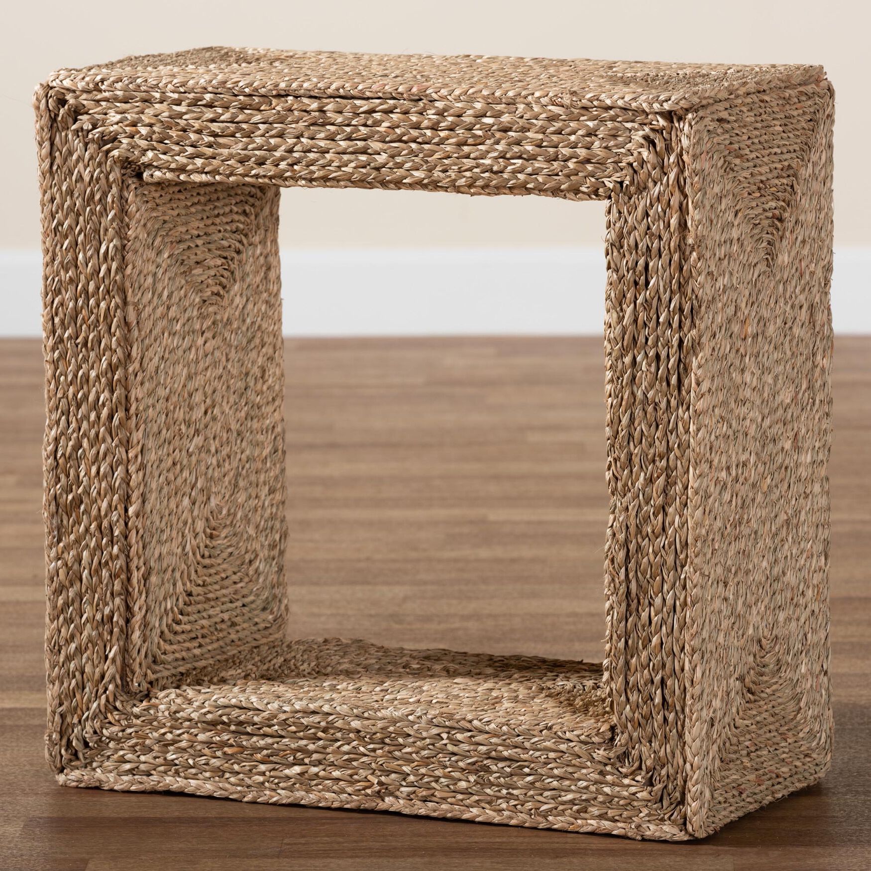 Adonica Modern Bohemian Natural Brown Jute and Wood End Table, , alternate image number 12