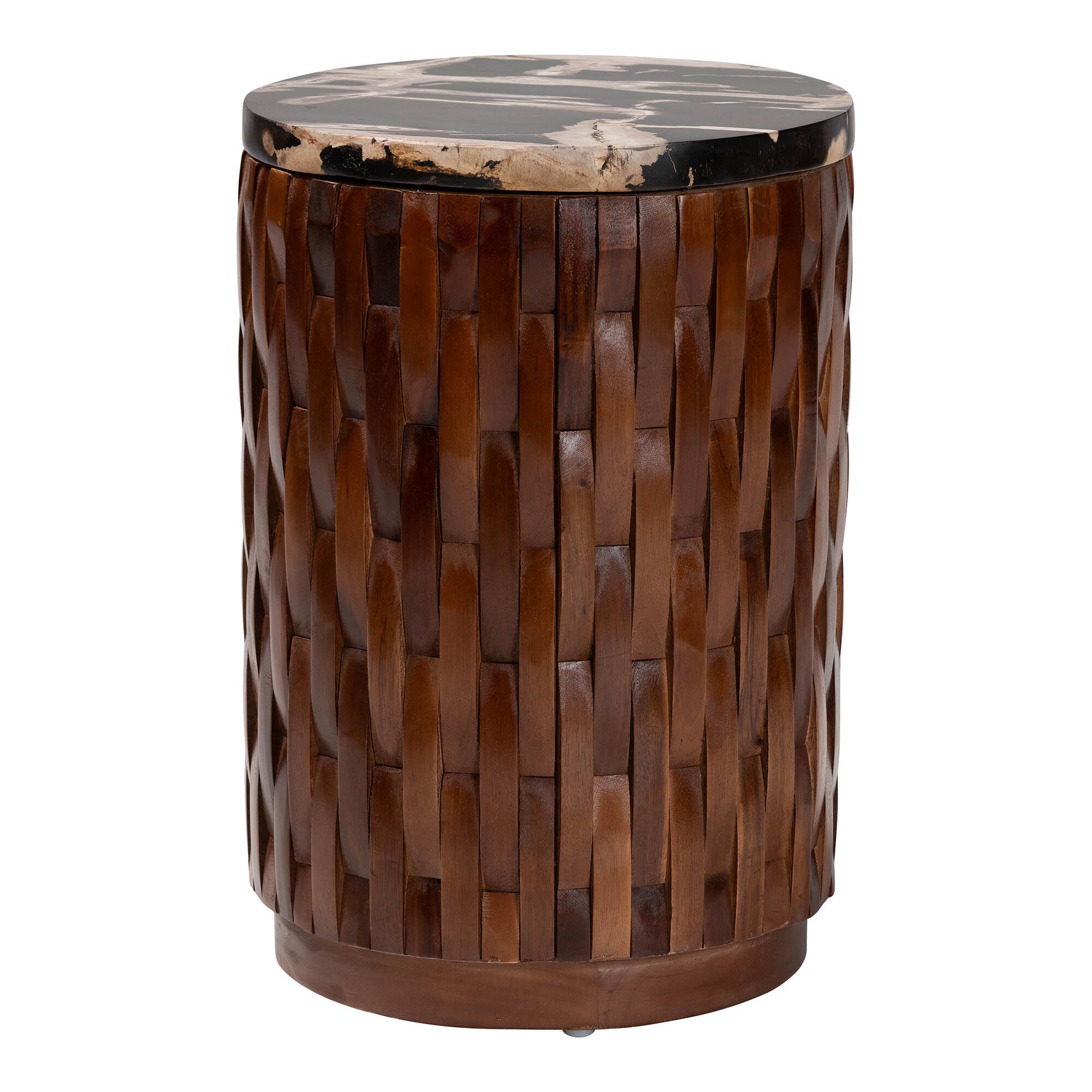 Lavanya End Table with Petrified Wood Top, BLACK, alternate image number 1