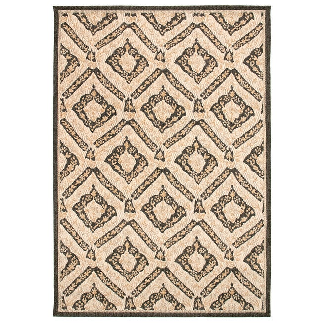 Liora Manne Portofino Palmettes Indoor/Outdoor Rug, BLACK, hi-res image number null