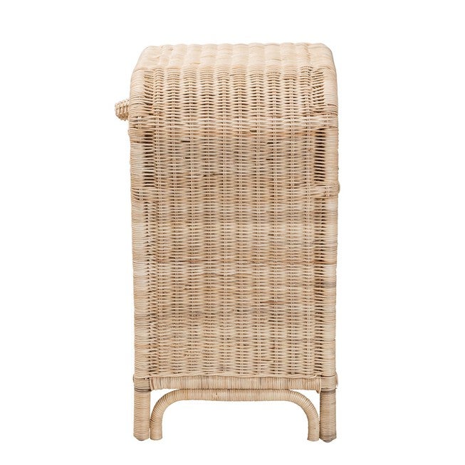 Magni Modern Bohemian Natural Brown Rattan 1-Drawer Nightstand, , alternate image number null