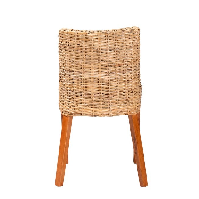 Rowen Bohemian Light Honey Kubu Rattan And Mahogany Wood Dining Chair, , alternate image number 3