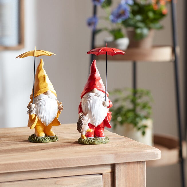 Garden Gnome With Umbrella And Woodland Animals (Set Of 4), , alternate image number null