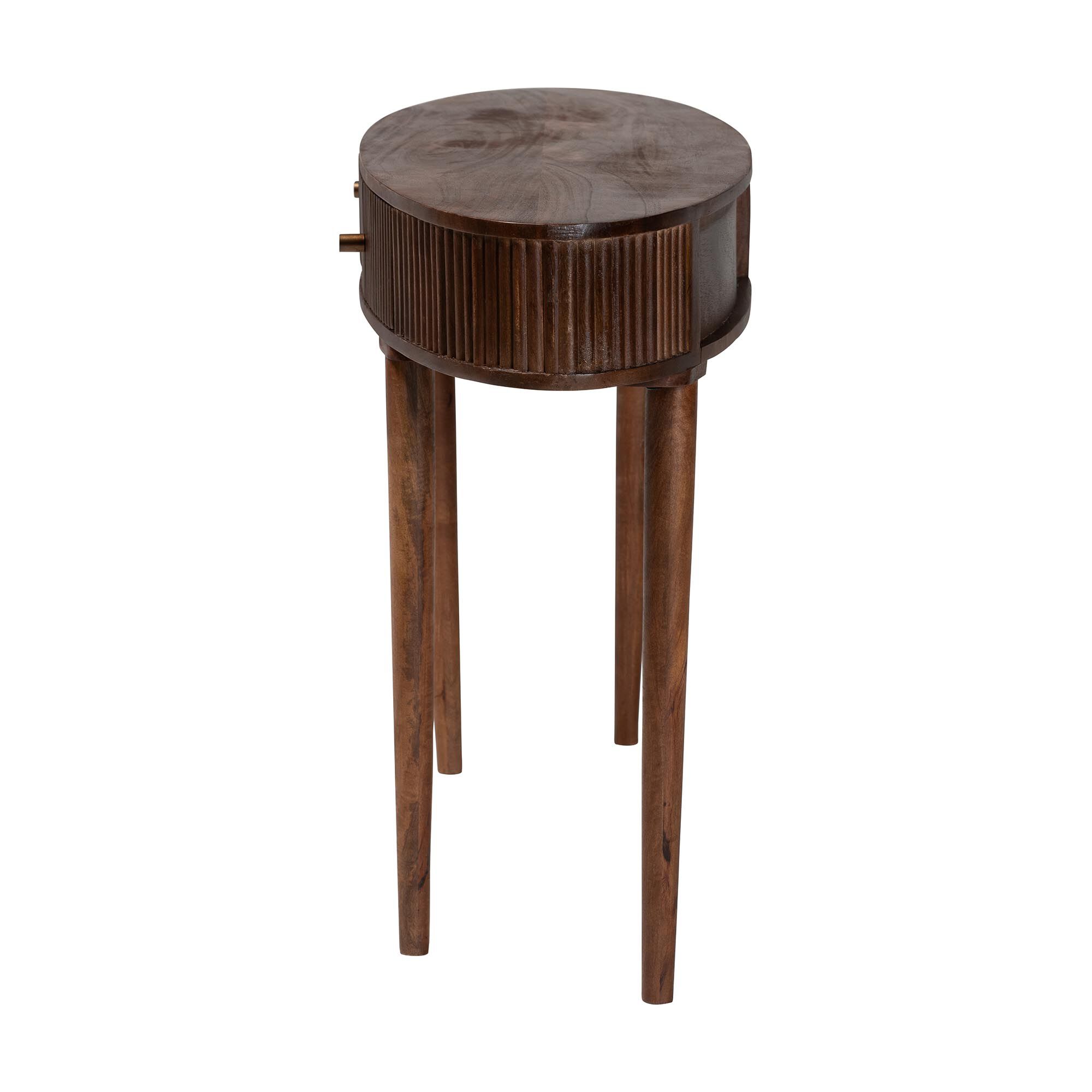 Linore Fluted Wood Console Table, WALNUT, alternate image number 4