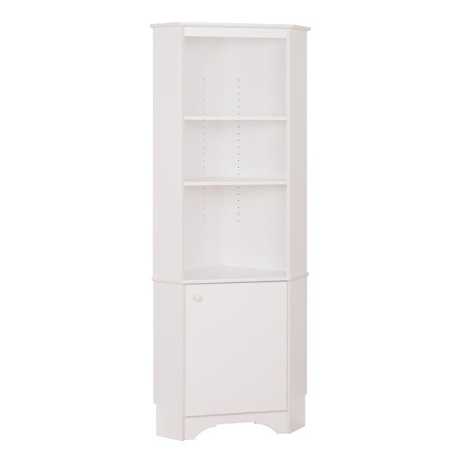 Elite White Tall 1-Door Corner Storage Cabinet, , on-hover image number null
