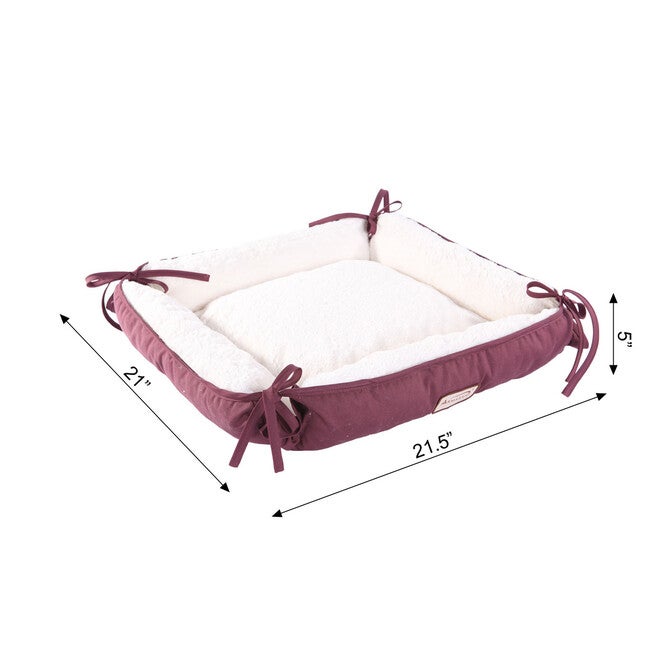 2-In-1 Cat Pet Bed & Fleece Mat, Burgundy/Ivory, , alternate image number 3