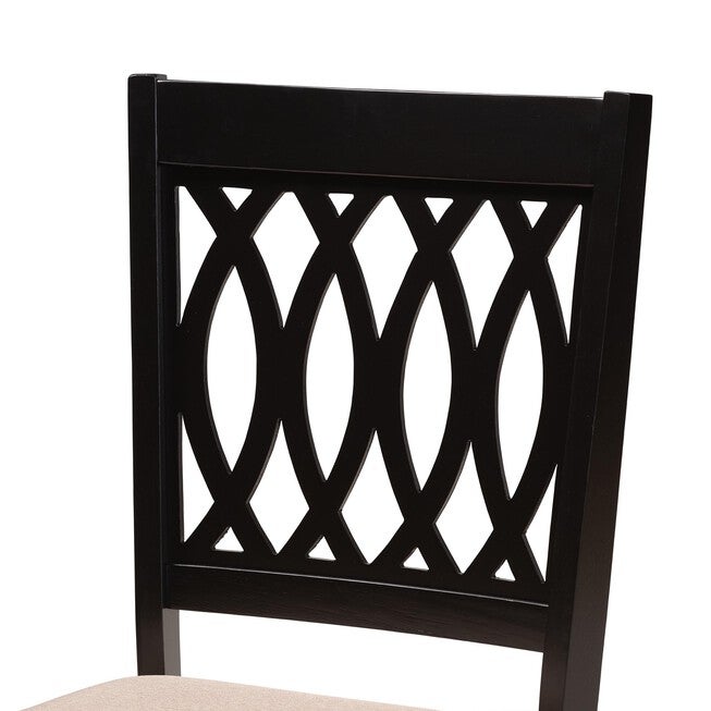 Florencia Modern Beige Fabric And Espresso Brown Finished Wood Dining Chair, , alternate image number 3