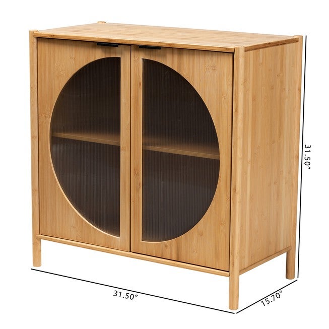 Naresh Mid-Century Modern Transitional Natural Brown Bamboo Wood 2-Door Storage Cabinet, , alternate image number null