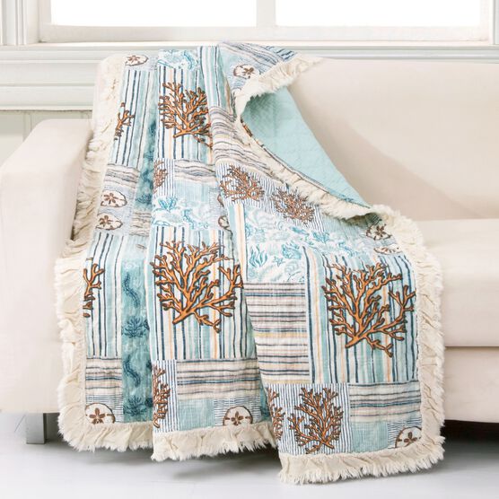 Key West Quilted Throw Blanket, SEAFOAM, hi-res image number null