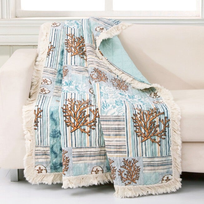 Key West Quilted Throw Blanket, SEAFOAM, hi-res image number 0
