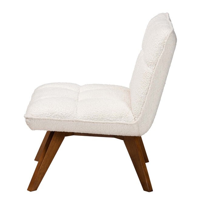 Darielle Japandi Cream Boucle Fabric And Walnut Brown Finished Rubberwood Accent Chair, , alternate image number null