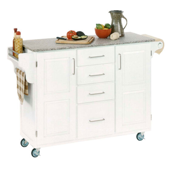 Large White Finish Create a Cart with Salt & Pepper Granite Top , WHITE SALT WATER DIVE PEPPER, hi-res image number null